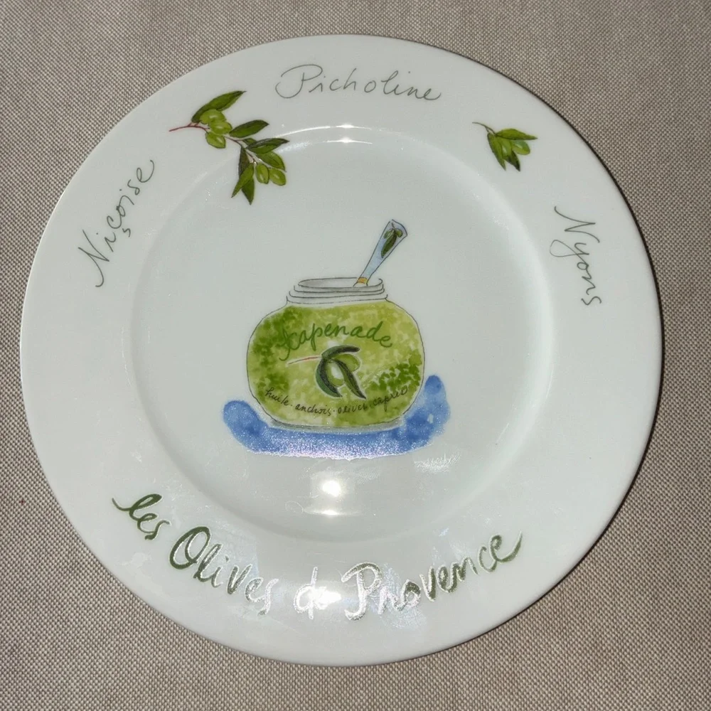 Crate & Barrel LES OLIVES DE PROVENCE Appetizer Plate Set 6 pc Revol France